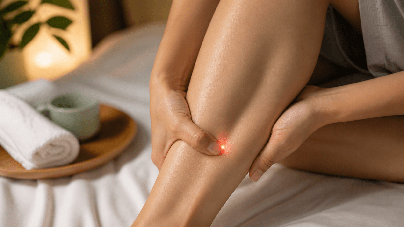 Bấm huyệt giảm chuột rút bắp chân khi ngủ bằng huyệt Thừa Sơn