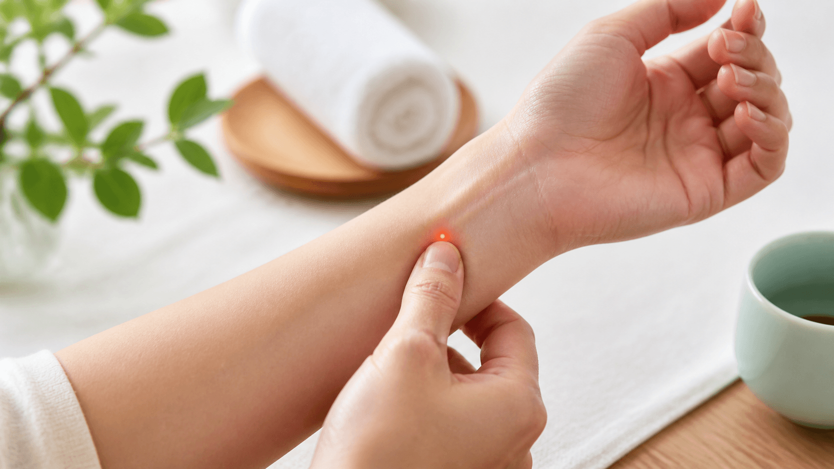 Bấm huyệt giảm nấc cụt nhanh tại nhà bằng Nội Quan và Thiên Đột